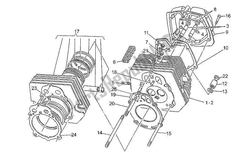 All parts for the Cylinder Head of the Moto-Guzzi Nevada Club 350 1998