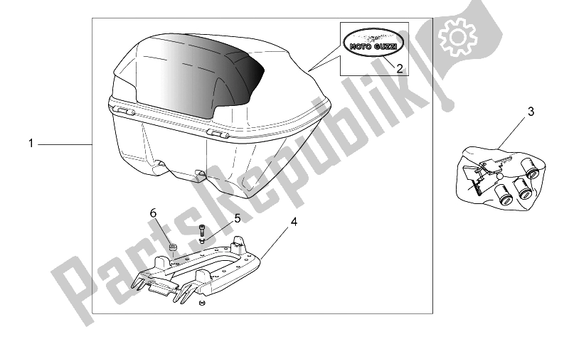 All parts for the Top Box of the Moto-Guzzi Norge 1200 IE 2006