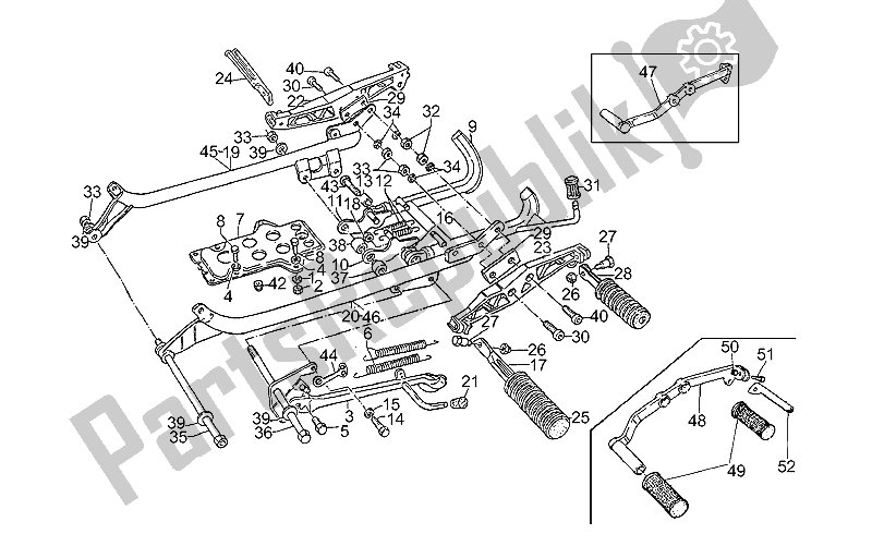 Toutes les pièces pour le Repose-pieds - Support Latéral du Moto-Guzzi GT 1000 1987