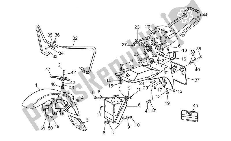 All parts for the Front/rear Mudguards of the Moto-Guzzi 65 GT 650 1987