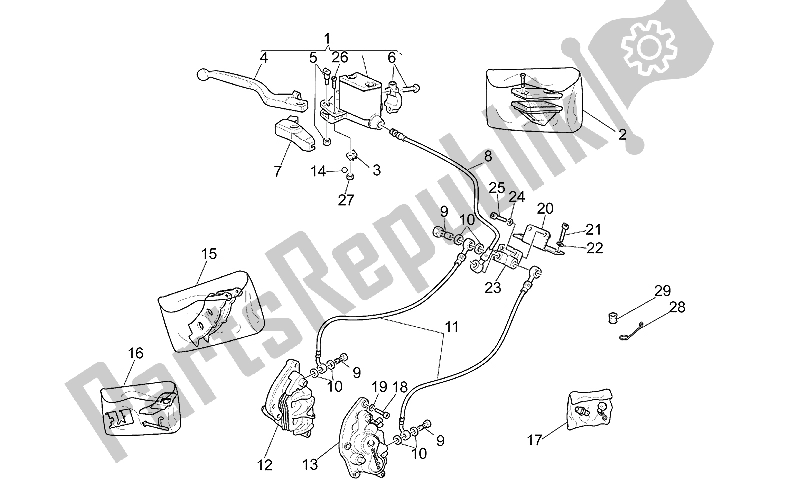 All parts for the Front Brake System of the Moto-Guzzi Quota ES 1100 1998