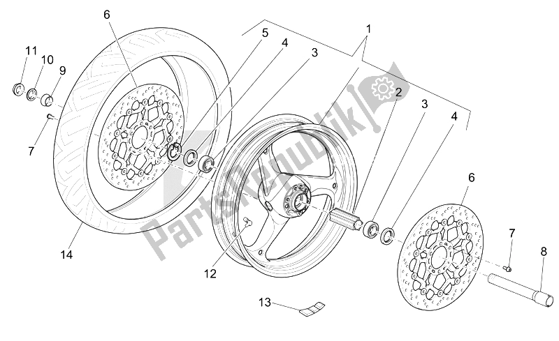 Toutes les pièces pour le Roue Avant du Moto-Guzzi Breva V IE 850 2006