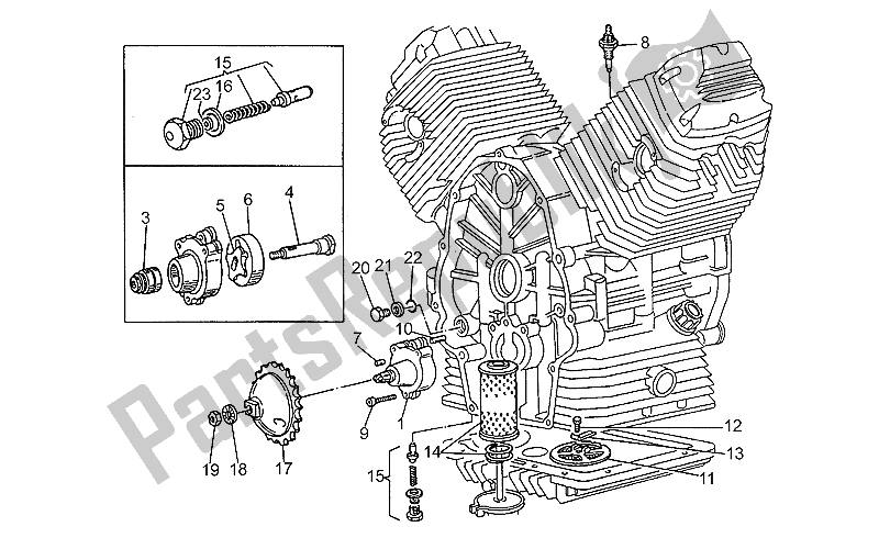 Toutes les pièces pour le La Pompe à Huile du Moto-Guzzi V 75 PA Nuovo Tipo 750 1996