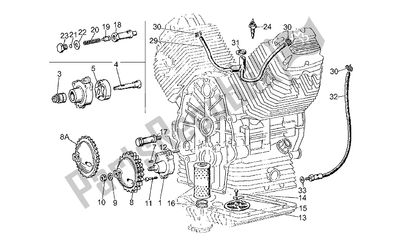 Toutes les pièces pour le Pompe-filtre à Huile du Moto-Guzzi V 35 C 50 350 1985