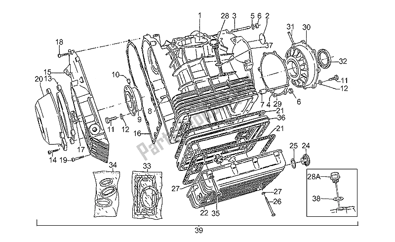 Todas las partes para Caja Del Cigüeñal de Moto-Guzzi GT 1000 1987