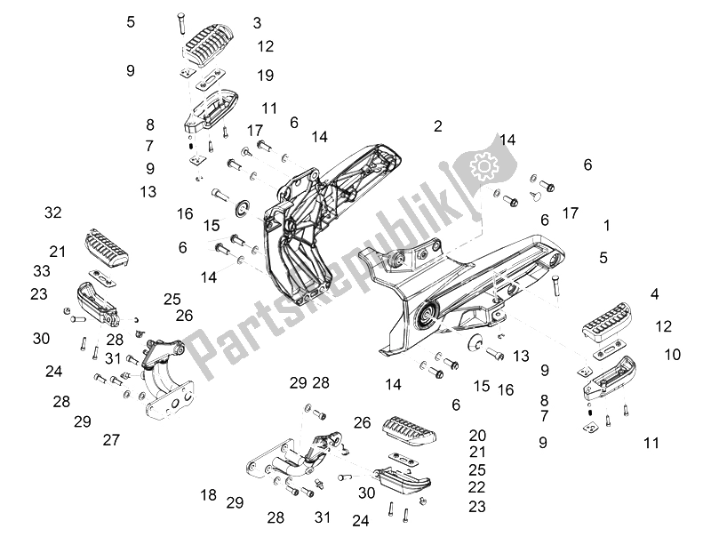 All parts for the Foot Rests of the Moto-Guzzi Audace 1400 2015