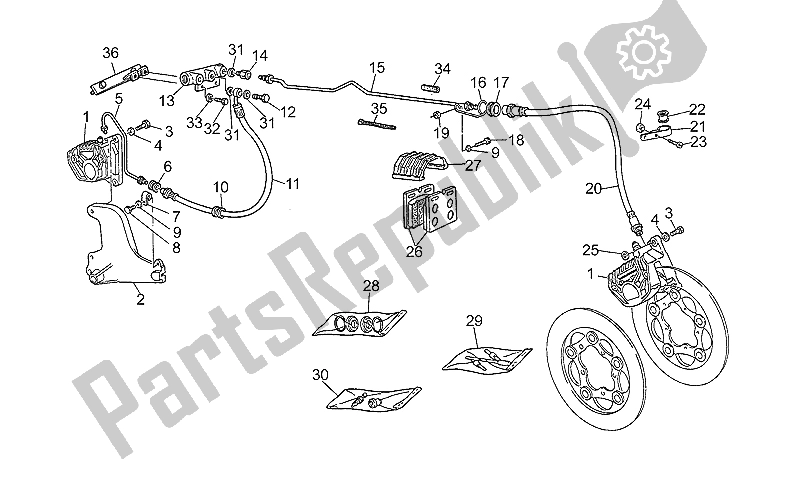 All parts for the Front Lh/rear Brake System of the Moto-Guzzi 850 T5 Polizia CC PA NC 1995
