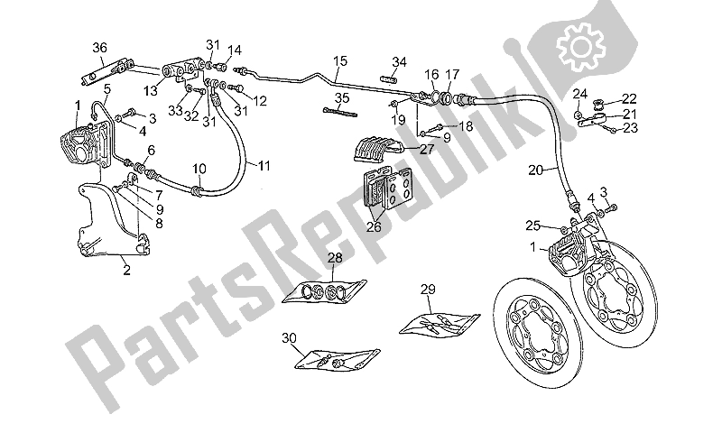 Toutes les pièces pour le Système De Freinage Avant Gauche / Arrière du Moto-Guzzi 850 T5 Polizia CC PA NC 1995