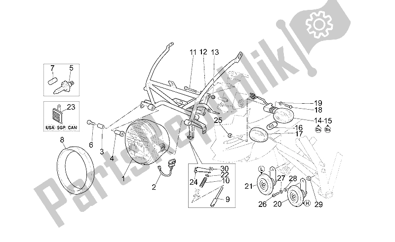 All parts for the Le Mans Headlight of the Moto-Guzzi V 11 LE Mans Sport Naked 1100 2001