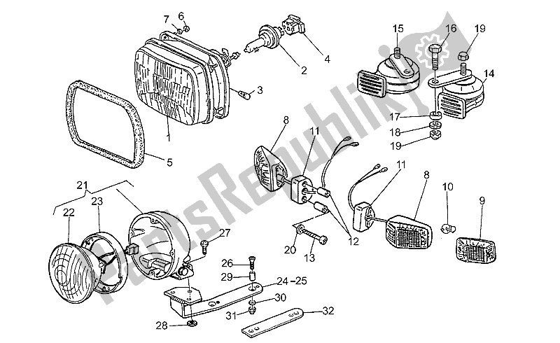 Todas las partes para Bocina De Faro de Moto-Guzzi V 35 Carabinieri PA 350 1992