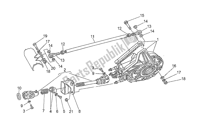 Toutes les pièces pour le Arbre De Transmission du Moto-Guzzi Daytona Racing 1000 1996