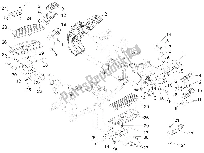 All parts for the Foot Rests of the Moto-Guzzi Eldorado 1400 USA 2016