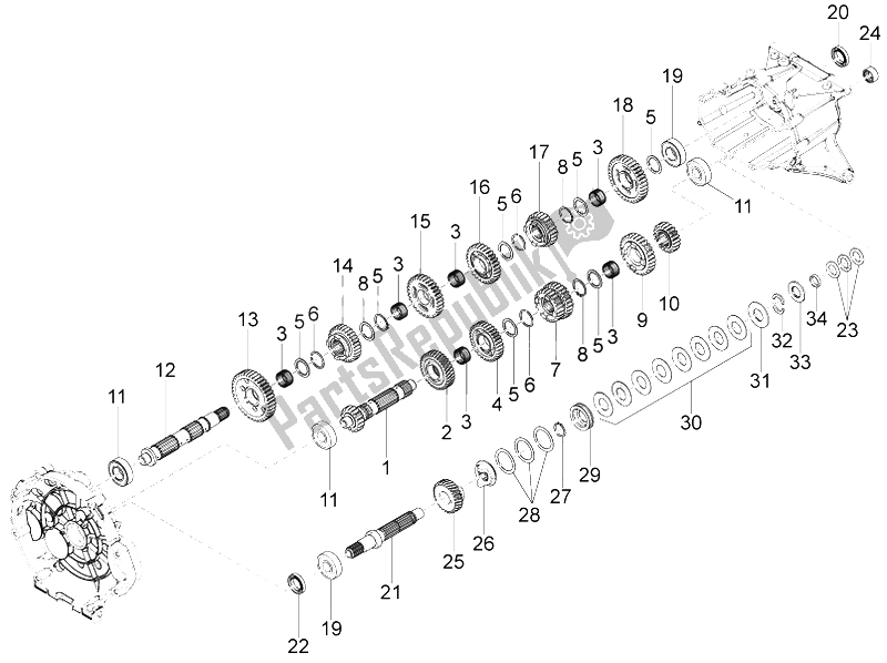 Toutes les pièces pour le Réducteur - Engrenage du Moto-Guzzi Eldorado 1400 2015
