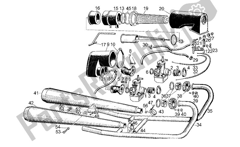 Tutte le parti per il Unità Di Aspirazione-scarico del Moto-Guzzi V 35 C 50 350 1985