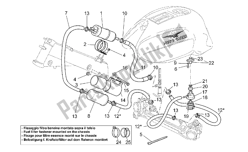 Alle onderdelen voor de Brandstoftoevoer van de Moto-Guzzi V 11 Sport Mandello 1100 1999