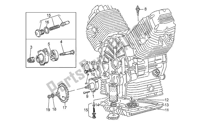 Alle onderdelen voor de Oliepomp van de Moto-Guzzi Targa 750 1990