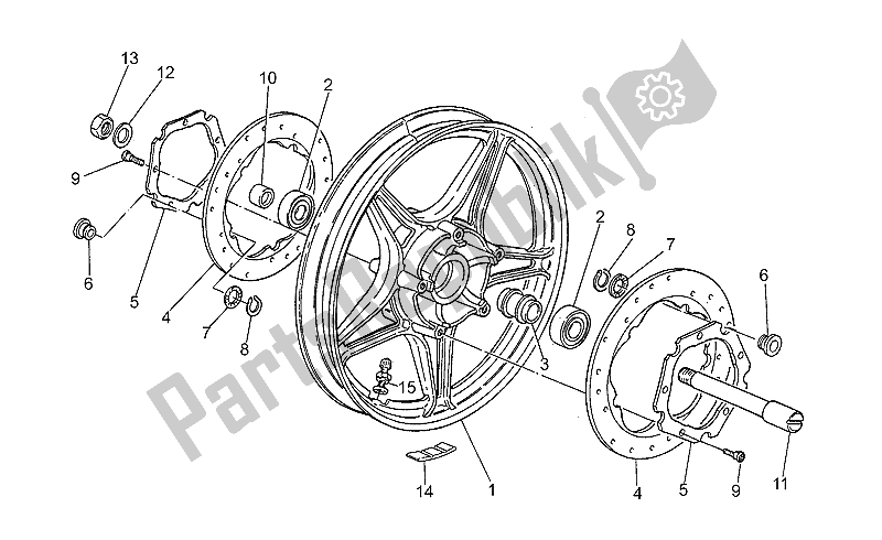 All parts for the Front Wheel of the Moto-Guzzi 850 T5 Polizia CC PA NC 1995