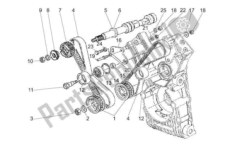 Alle onderdelen voor de Timing Systeem I van de Moto-Guzzi MGS 01 Corsa 1200 2004