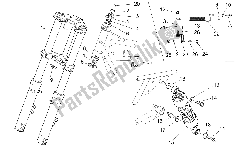 All parts for the F. Fork-r. Shock Absorber of the Moto-Guzzi California Black Eagle 1100 2009