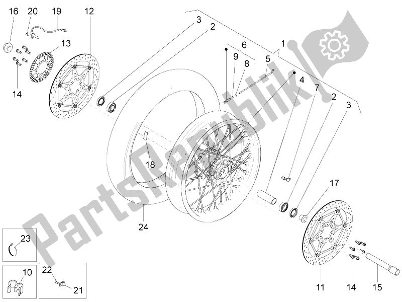 Tutte le parti per il Ruota Anteriore del Moto-Guzzi Stelvio 1200 8V STD NTX 2011