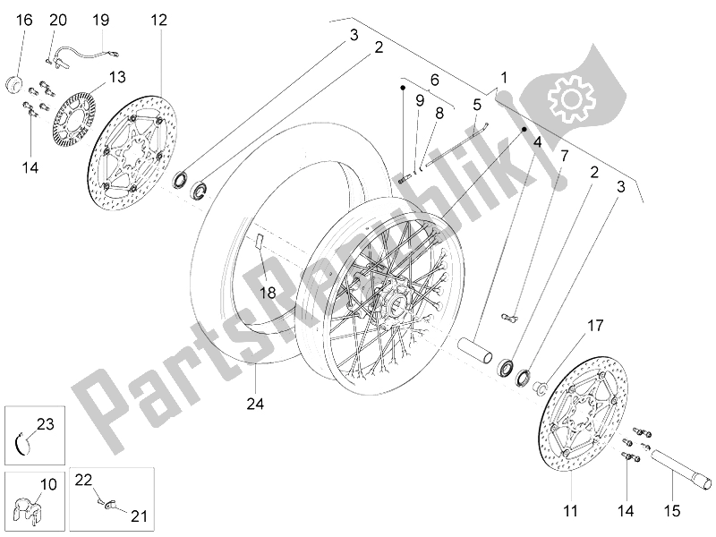 Toutes les pièces pour le Roue Avant du Moto-Guzzi Stelvio 1200 8V STD NTX 2011