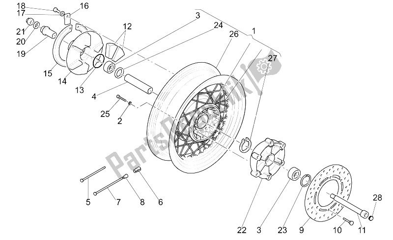 All parts for the Rear Wheel of the Moto-Guzzi California Alum TIT PI CAT 1100 2003