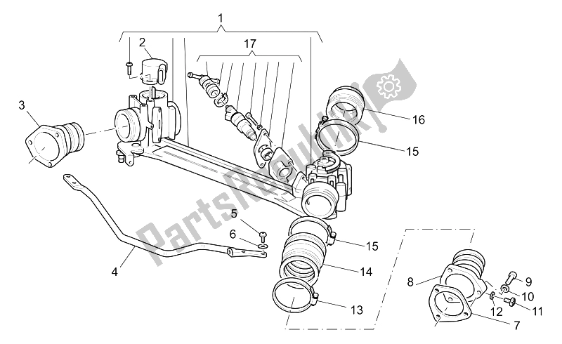 All parts for the Throttle Body of the Moto-Guzzi V 11 LE Mans 1100 2002