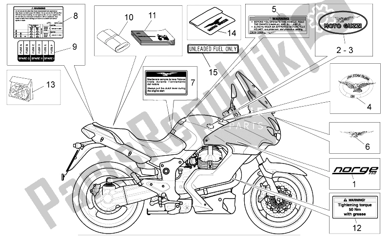 Toutes les pièces pour le Assiette Set-decal-op. Handbooks du Moto-Guzzi Norge 850 2007