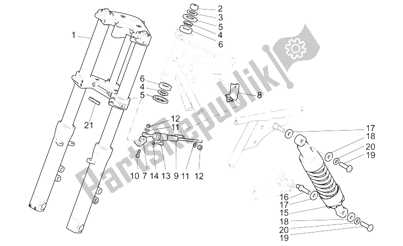 Todas las partes para F. Fork-r. Shock Absorber de Moto-Guzzi California Alum TIT PI CAT 1100 2003