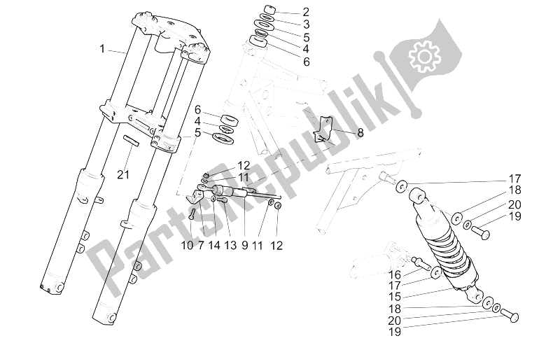 Todas las partes para F. Fork-r. Shock Absorber de Moto-Guzzi California Alum TIT PI CAT 1100 2003