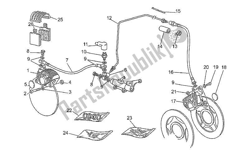 Todas as partes de Sistema De Freio Dianteiro / Traseiro do Moto-Guzzi 65 GT 650 1987