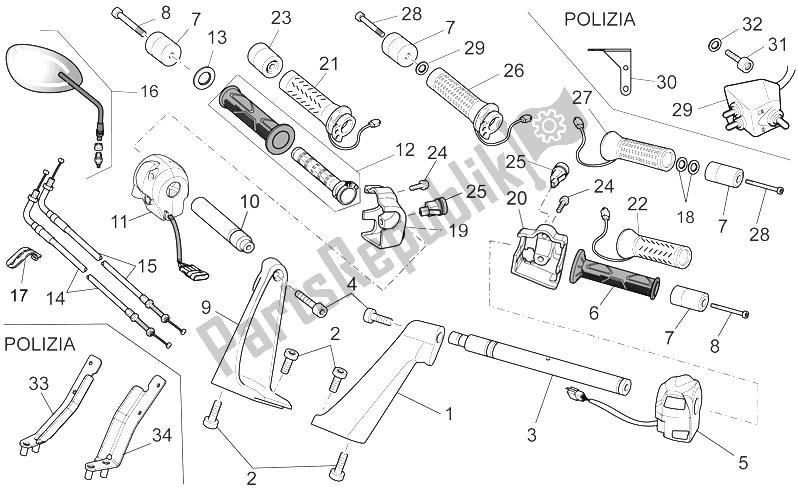 All parts for the Handlebar - Controls of the Moto-Guzzi Norge 1200 IE 2006