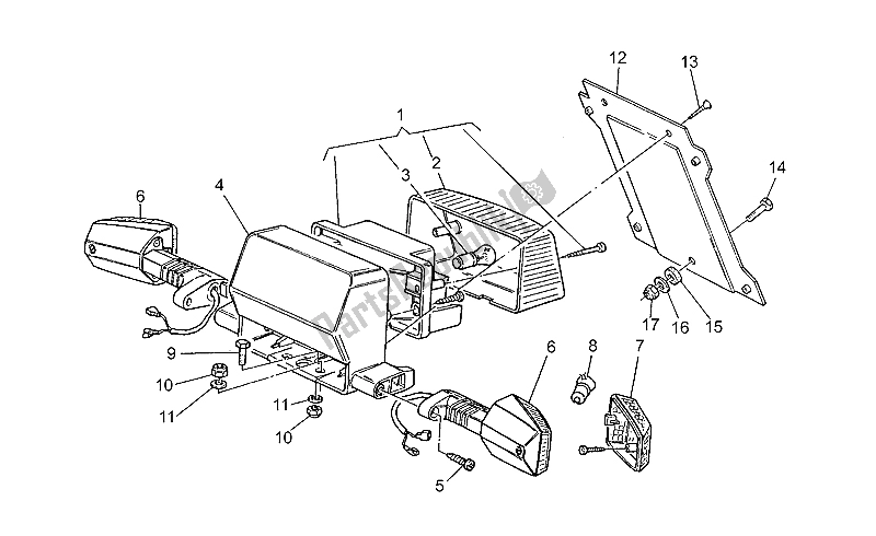 All parts for the Taillight of the Moto-Guzzi V 35 Florida 350 1986