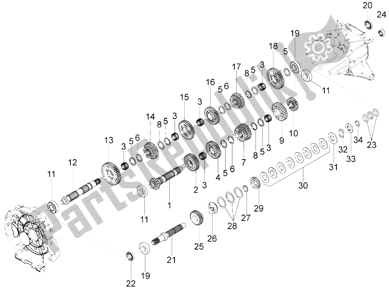 Todas las partes para Caja De Cambios - Conjunto De Engranajes de Moto-Guzzi California 1400 Touring SE ABS 2015