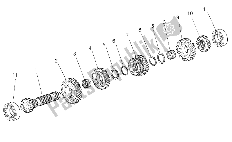 Tutte le parti per il Albero Dell'ingranaggio Primario del Moto-Guzzi Stelvio 1200 8V STD NTX 2011