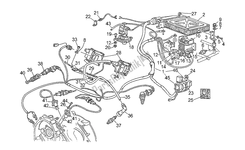 Alle onderdelen voor de Elektronische Ontsteking van de Moto-Guzzi Daytona Racing 1000 1996