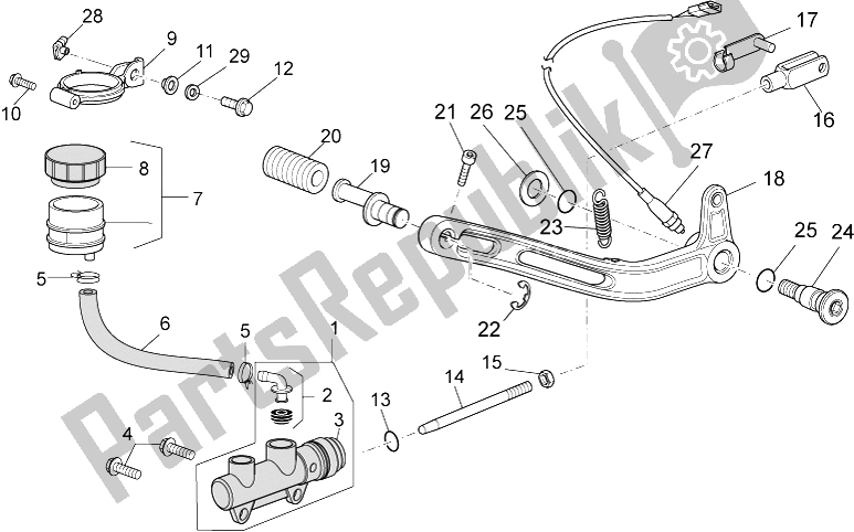 All parts for the Rear Master Cylinder of the Moto-Guzzi Stelvio 1200 NTX ABS 2009