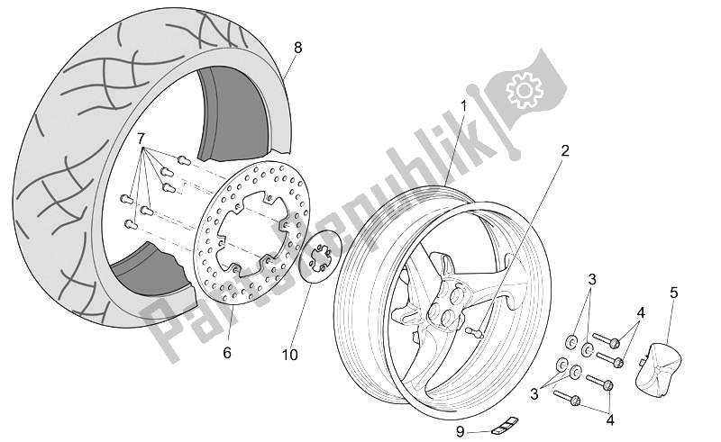 Toutes les pièces pour le Roue Arrière du Moto-Guzzi Breva V IE 850 2006