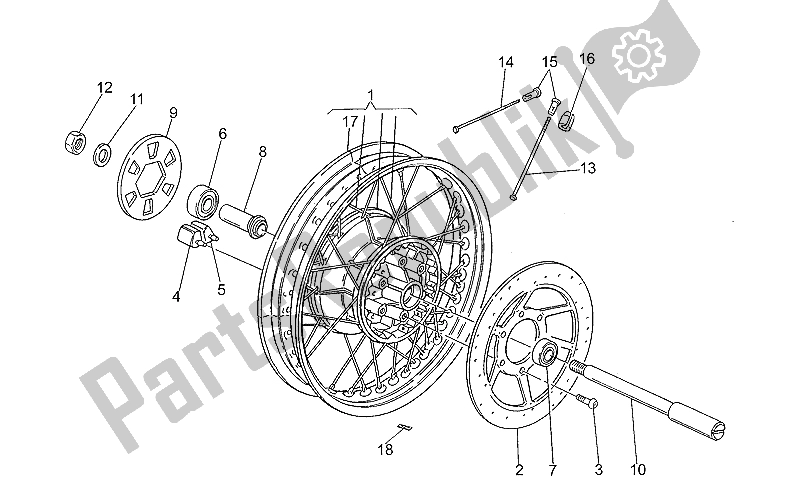 All parts for the Rear Wheel of the Moto-Guzzi Nevada Club 350 1998