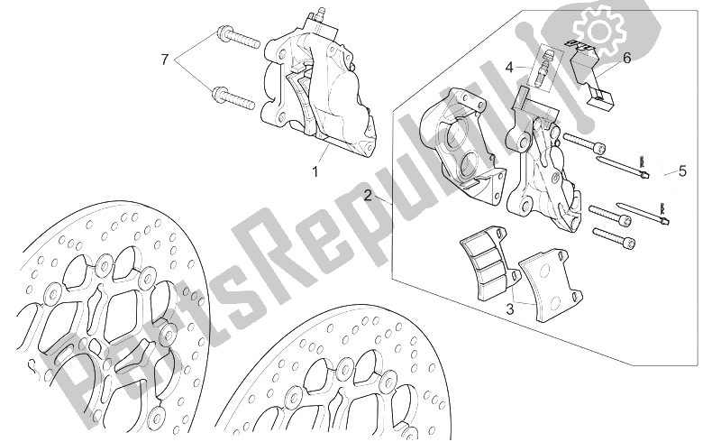 Toutes les pièces pour le étrier De Frein Avant du Moto-Guzzi Breva V IE 850 2006