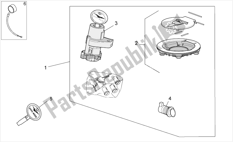 All parts for the Lock Hardware Kit of the Moto-Guzzi Norge 850 2007