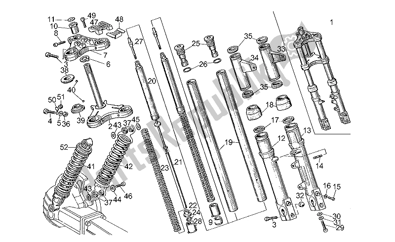 Tutte le parti per il Ammortizzatore Anteriore / Posteriore del Moto-Guzzi V 35 II 350 1985