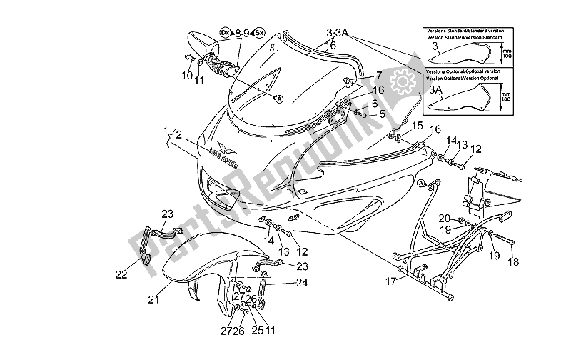 Tutte le parti per il Corpo Anteriore del Moto-Guzzi Sport Corsa 1100 1998