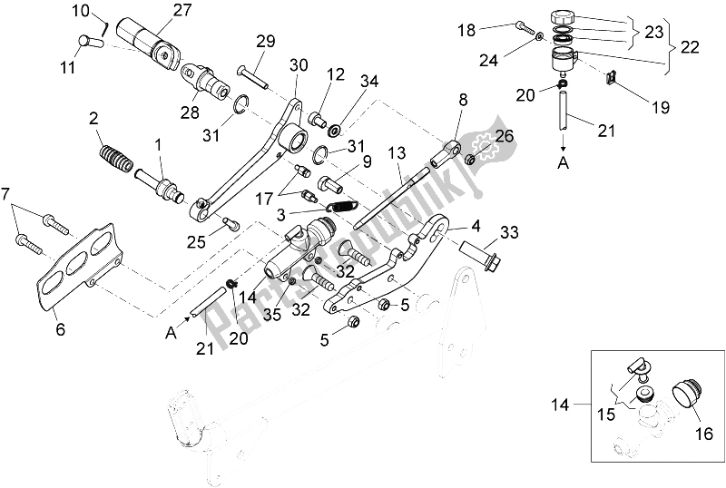 All parts for the Rear Master Cylinder of the Moto-Guzzi V7 II Racer ABS 750 2015