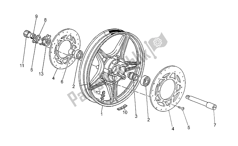 All parts for the Front Wheel of the Moto-Guzzi V 75 PA Vecchio Tipo 750 1992