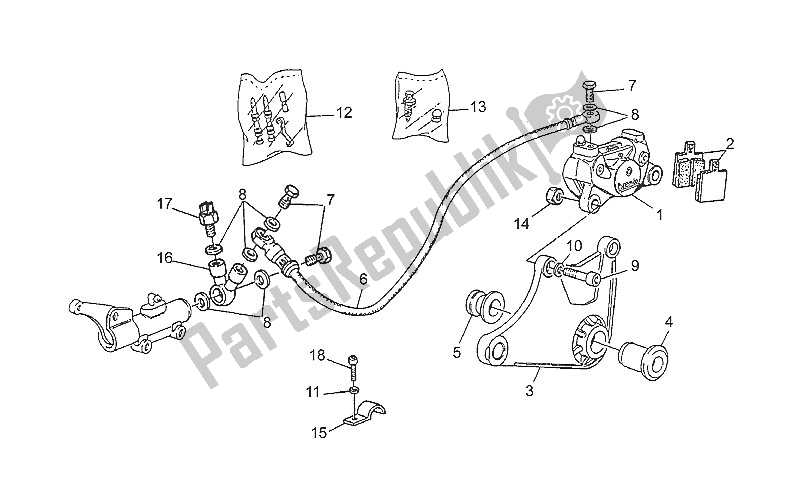 Toutes les pièces pour le étrier De Frein Arrière du Moto-Guzzi Nevada 350 1993