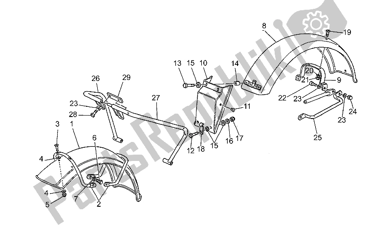 All parts for the Front/rear Mudguards of the Moto-Guzzi S 1000 1989