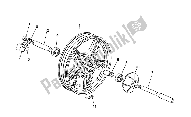 Toutes les pièces pour le Roue Arrière du Moto-Guzzi V 75 PA Nuovo Tipo 750 1996