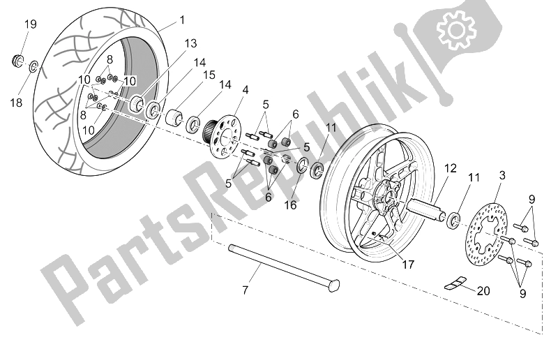 Tutte le parti per il Ruota Posteriore del Moto-Guzzi MGS 01 Corsa 1200 2004