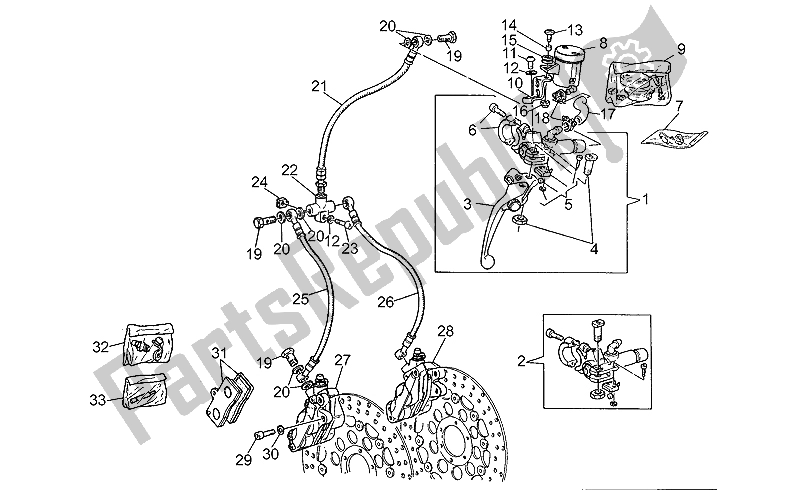All parts for the Front Brake System of the Moto-Guzzi Daytona 1000 1992